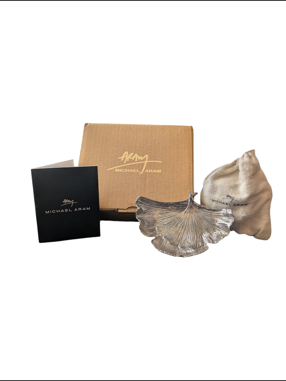Michael Aram Ginkgo Leaf Gold Dish Tray w/ Box Luxury Decor